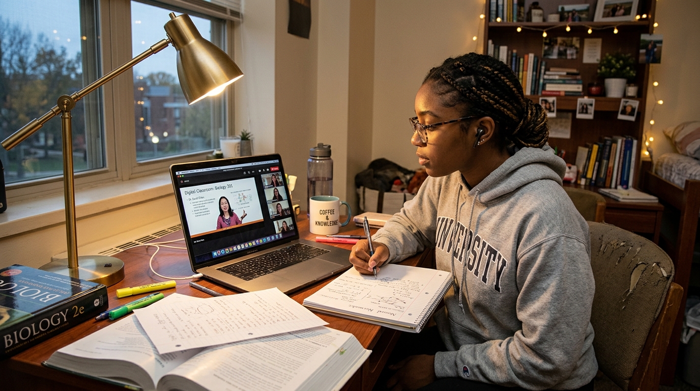 Student learning online with stable broadband
