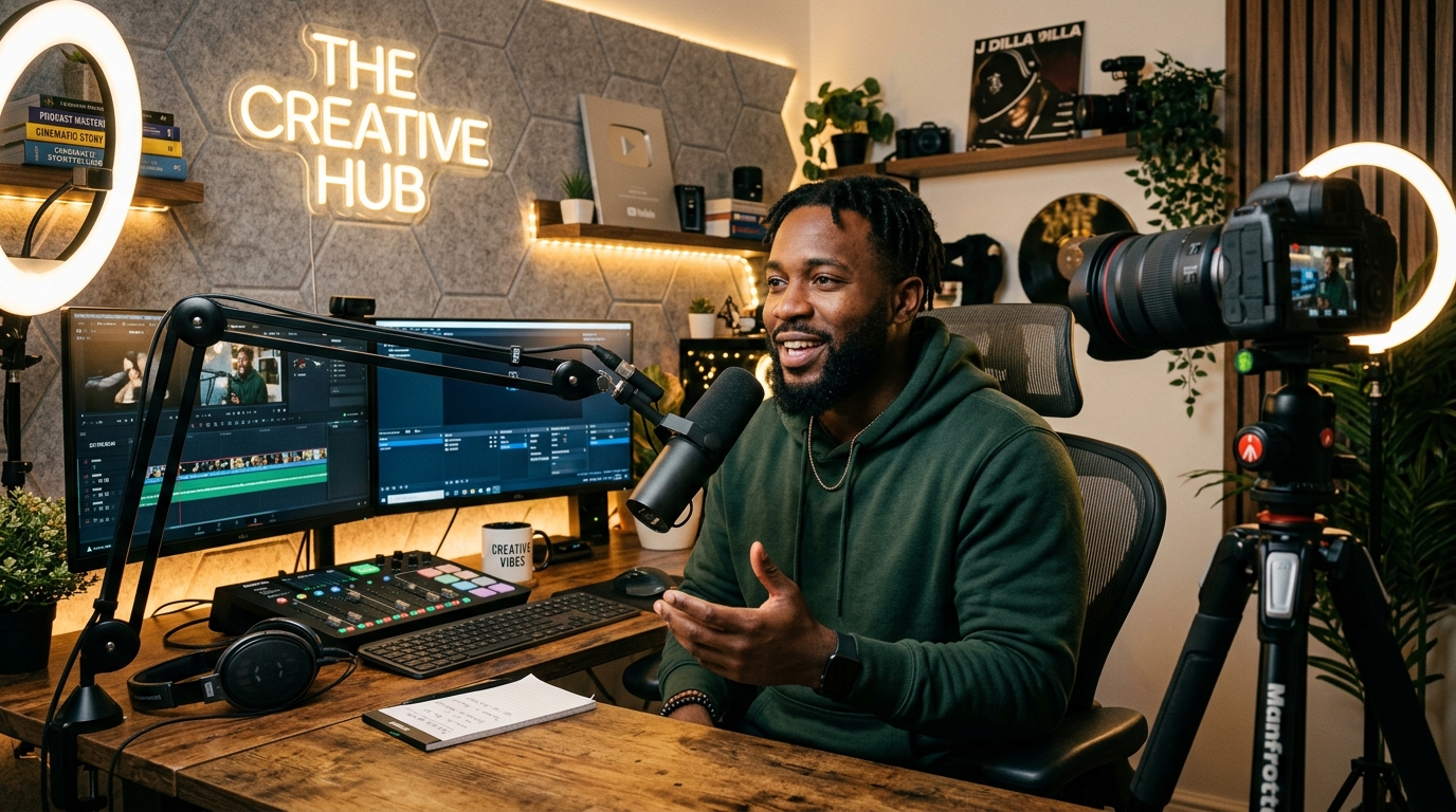 Content creators uploading and streaming with high-speed internet